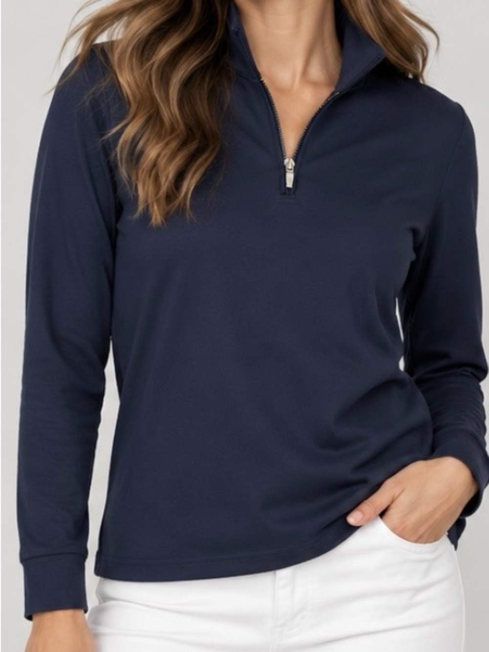Lands' End Women's Navy Half-Zip Pullover